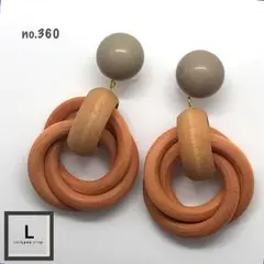 三連ウッドリングピアス(イヤリング) no.360