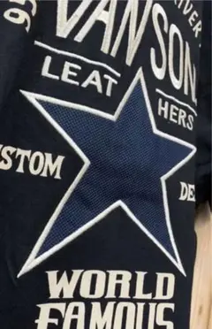 新品バンソンvanson✖️ワンスター✖️生地貼り付け刺繍＆プリント　半袖ポロシャツ