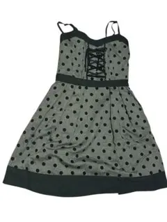 ドット ワンピース コルセット風 レースアップ 量産型 地雷系 ゴシック フレア