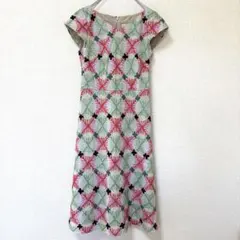 Sybilla リネンワンピース 総柄 刺繍 花柄 フラワー