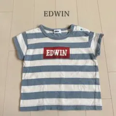 EDWIN 80cm ベビーキッズボーダー半袖Tシャツ 水色 カジュアルのサムネイル