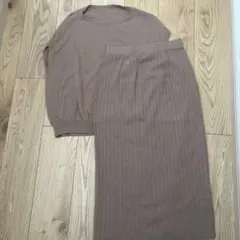 PLST ブラウン ニット スカートセットアップ