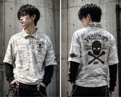 VANSON バンソン スカル カモフラ フェイクレイヤード 長袖ポロシャツのサムネイル