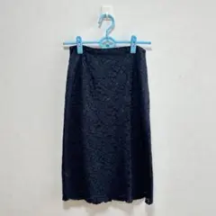 NATURAL BEAUTY BASIC レーススカート ネイビー M オフィス