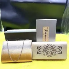 和装◎おしゃれゴールド クラッチバッグ 2セットチェーン付き中古品
