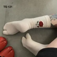 足袋 ソックス 赤薔薇 ローズ バックプリント コーマ綿 アイボリー系 i6M