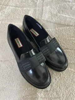 HUNTER ブラック ローファーレインシューズ