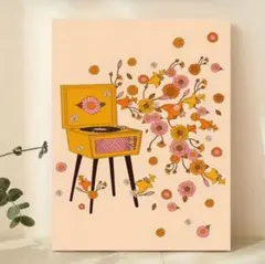 モダンポスター　レトロ　フラワー　レトロ　ヴィンテージ　北欧　カフェ　音楽　A3