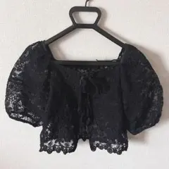 W CLOSET レース 半袖 トップス ブラック レース風ボレロのサムネイル