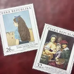 78448セール現品限　外国切手　チェコ発行絵画2種揃凹版