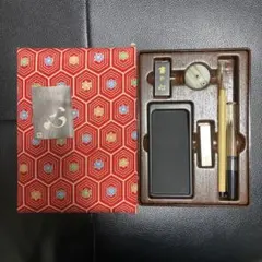 【お値下げ中】ミニ書道セット ちりめん 箱入り プラストーン硯 書の心