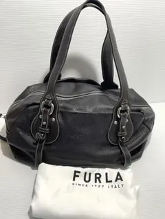 未使用 FURLA 牛革 シボ革肩掛け ミニボストンバッグ トート