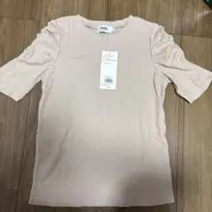 AZUL ベージュ リブ編み フリル袖 Tシャツ 新品タグ付き