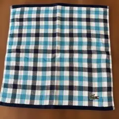 LACOSTE タオルハンカチ チェック ガーゼタオル　　未使用ハンドタオル