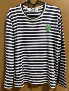 PLAY COMME des GARCONS ボーダー ロンT 緑ハートメンズM