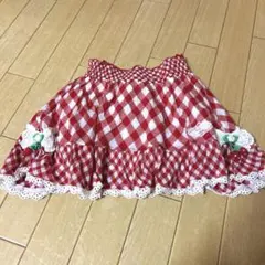 mezzo piano♡赤 ギンガムチェック♡ いちごモチーフ♡ スカート♡のサムネイル