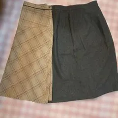 美品組曲オンワード茶系チェック柄➕グレータイトスカート
