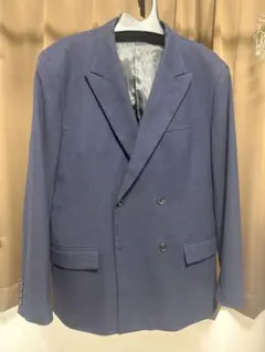 【GU】ダブルブレストジャケット ウィンドウペーン XL ネイビー