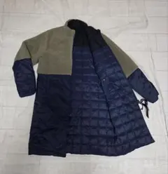 TAION ネイビー・ベージュ リバーシブルダウンロングコート