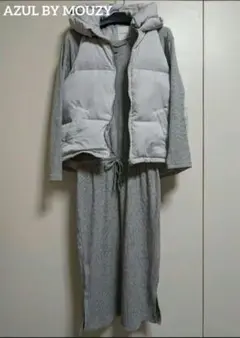 AZUL BY MOUSSY Vネック リブ ストレッチワンピース