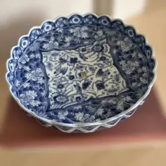 極美品】宮内庁御用達 深川製磁 染付山水文 大皿 飾皿尺皿希少型番NO