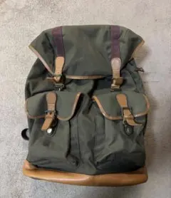 LLBean オリーブグリーン キャンバス レザー バックパック