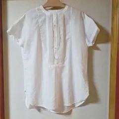 【新品】BEAMS HEART ホワイト半袖ブラウス　ポリエステル100%