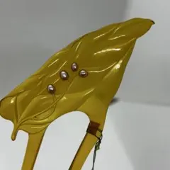 箱030727アンティーク　本鼈甲白甲　透彫　リーフ真珠の象嵌　かんざし