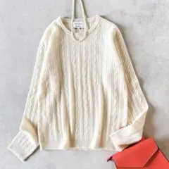 グリーンレーベルリラクシング　カシミア100% ケーブルニット　プルオーバー