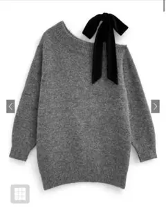 GRL ワンショルダーベロアリボンニットミニワンピース　dr769