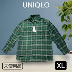 UNIQLO グリーンチェック 綿100% タグ付き 長袖 メンズ　XL