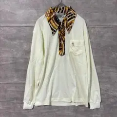 Lapineal アイボリー 長袖シャツ 柄付き襟 左胸ポケット付き サイズL