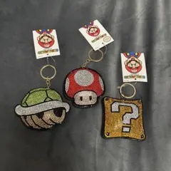 スーパーマリオ チェーンマスコットクリーナー　キラキラキーホルダー　3種類セット
