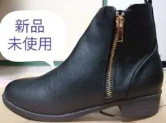 新品未使用 ブラック ジッパーショートブーツ
