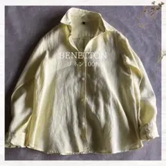 BENETTON リネン100% シャツ ブラウス レモンイエロー ベネトンのサムネイル