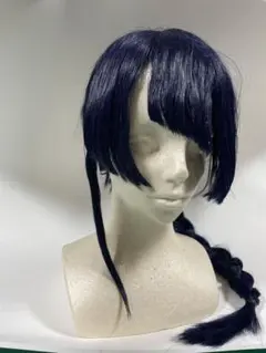 長尾景　ウィッグ　チャイナ　VΔLZ コスプレ用ウィッグ ダークブルー 三つ編みのサムネイル