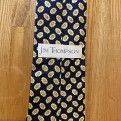 JIM THOMPSON タイシルク100%ネイビー花柄ネクタイ