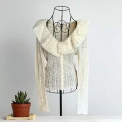 vanilla confusion アイボリー フリルニットカーディガン