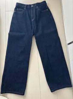 UNIQLO ワイドストレートジーンズ 22 ネイビー 股下65cm補正