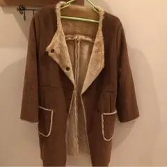 値下げしました！ノーカラー フェイクムートンコート