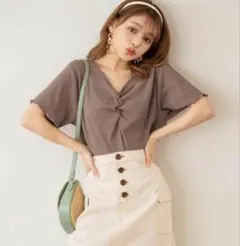 GRL グレイル　トップス　フロントギャザーメロウフリルトップス　iz192