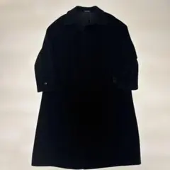 古着80sウール ロングコート ブラック 比翼仕立て シンプル モード
