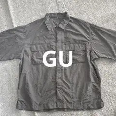 GU メンズ ナイロンオーバーサイズシャツ XL グレー