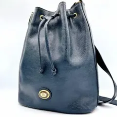 美品✨バーバリー　巾着　ショルダーバッグ　ネイビー　ノバチェック　ホースロゴ