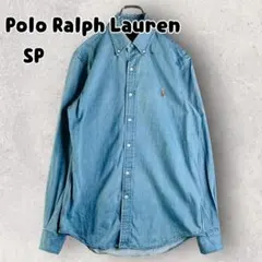 ポロラルフローレン 長袖 デニムシャツ Mサイズ相当 デニム調 カスタムフィット