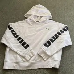 PUMA ホワイト クロップドパーカー M