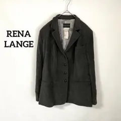 【レナランゲ】ジャケット グレー 長袖 裏地総柄 革ボタン オシャレ 綺麗め