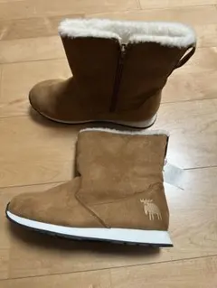 ブラウンファー付きスエードブーツ