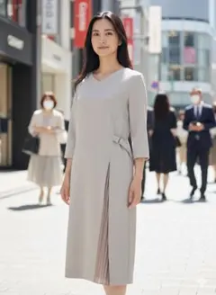 美品 WORK TRIP OUTFITS サイドプリーツワンピース