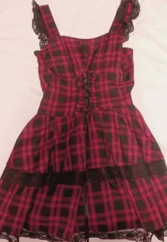 チェック柄レース付きスカートセットアップ サブカル系 パンク系